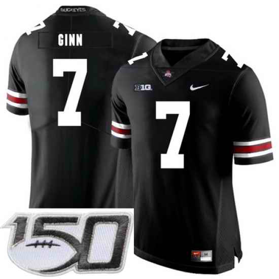 Ohio State Buckeyes 7 Ted Ginn Jr. Black Nike College Football Stitched 150th Anniversary Patch Jersey